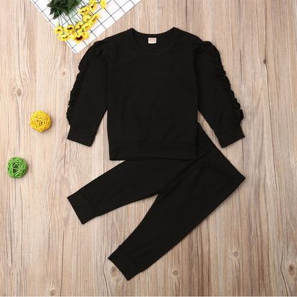 Baby Ruffle Long Sleeve Outfit – 2PCS Set (Top + Pants)