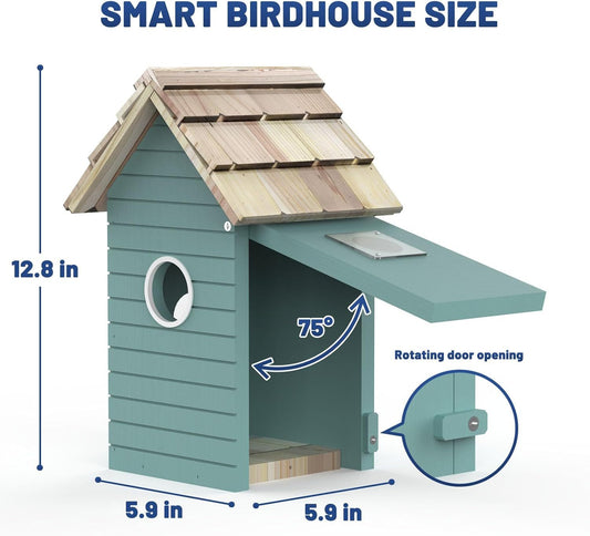 Smart Bird House,Bird Feeder With Camera - Ai Bird Species Identification, 3MP HD Photos, Inside 2.4G-Wi-Fi,1.5In Focus, Blue